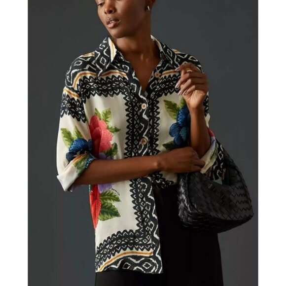 Rachel Zoe Floral boho button down blouse - Picture 3 of 12